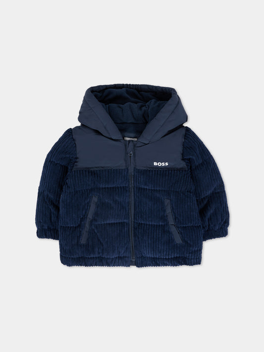 Piumino blu per neonato con logo,Boss,J52519 849