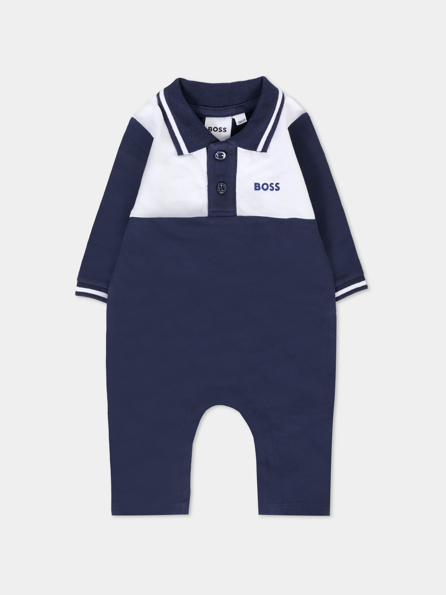 Tutina blu per neonato con logo,Boss,J52520 849