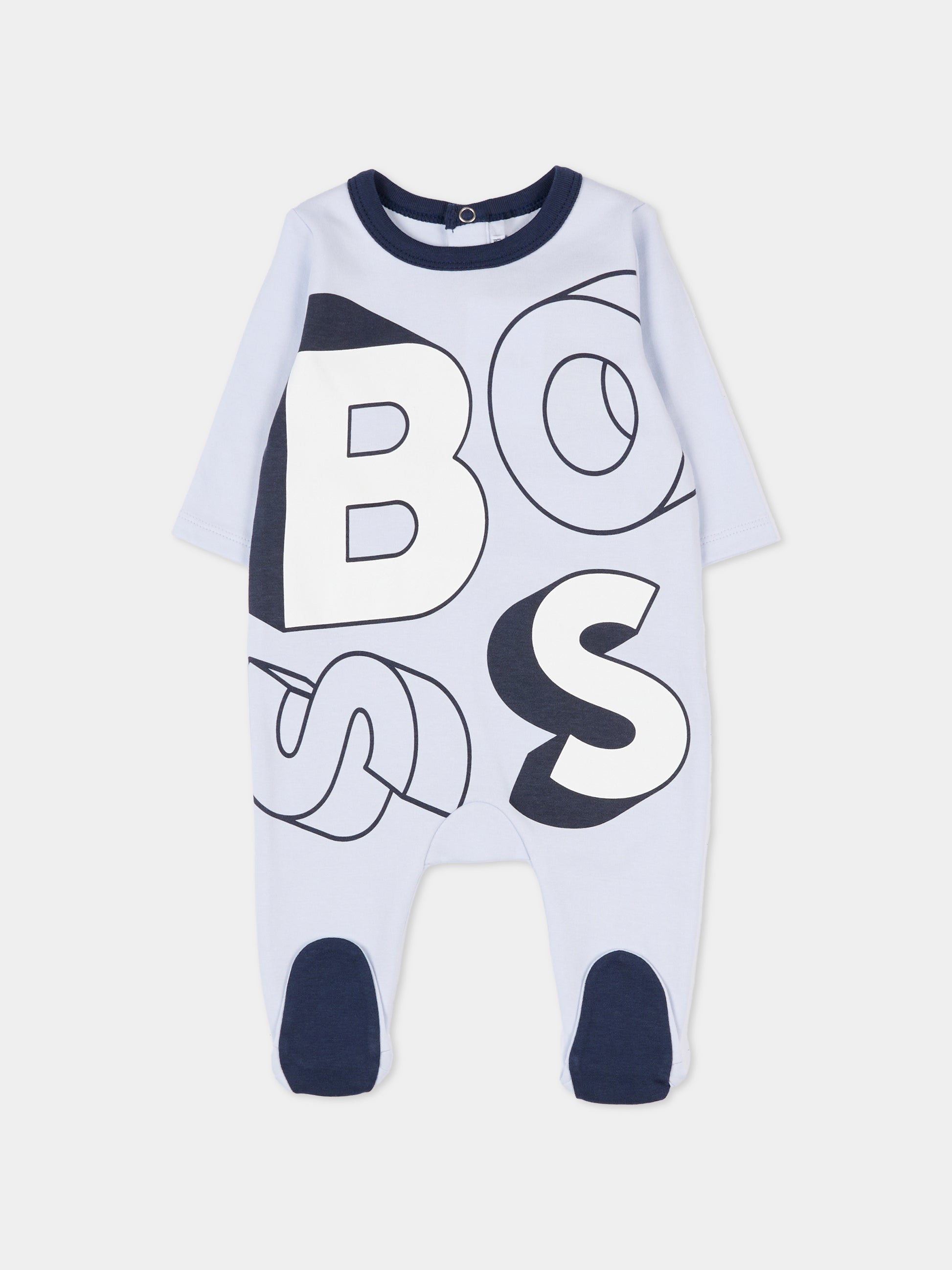 Tutina azzurra per neonato con logo,Boss,J52521 771