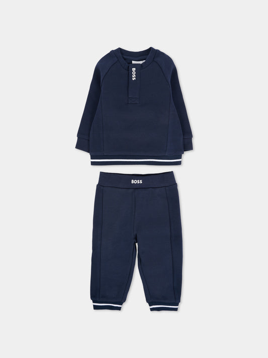 Completo blu per neonato con logo,Boss,J52528 849