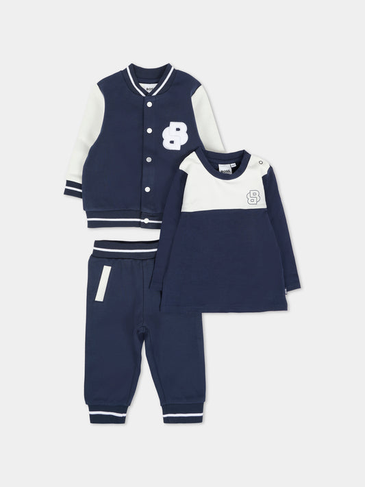 Completo blu per neonato con logo BB,Boss,J52537 849