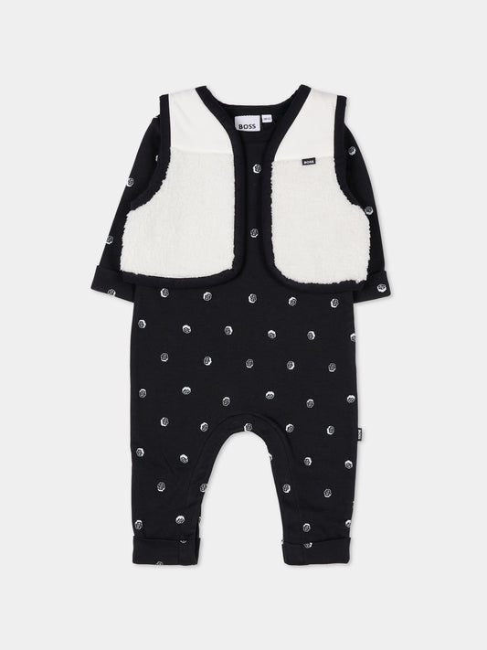 Set tutina blu per neonato con logo,Boss,J52541 09B