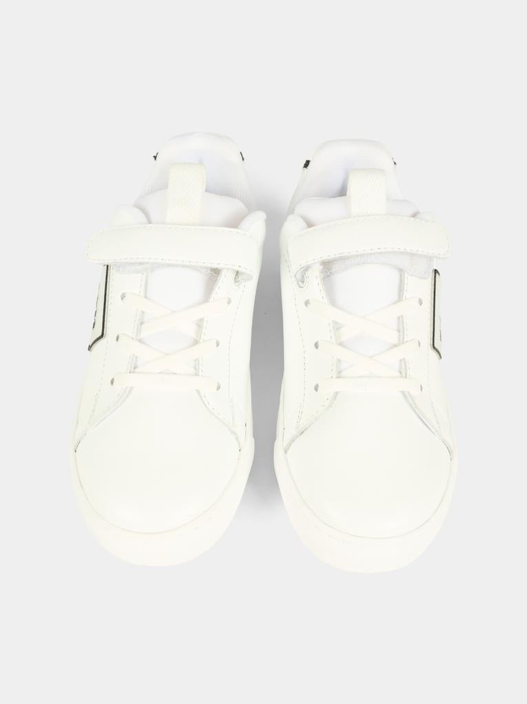 Sneakers bianche per neonato e bambino con patch,Boss,J52573 10P