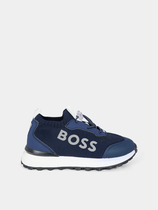 Sneakers blu per bambino con logo,Boss,J52583 849