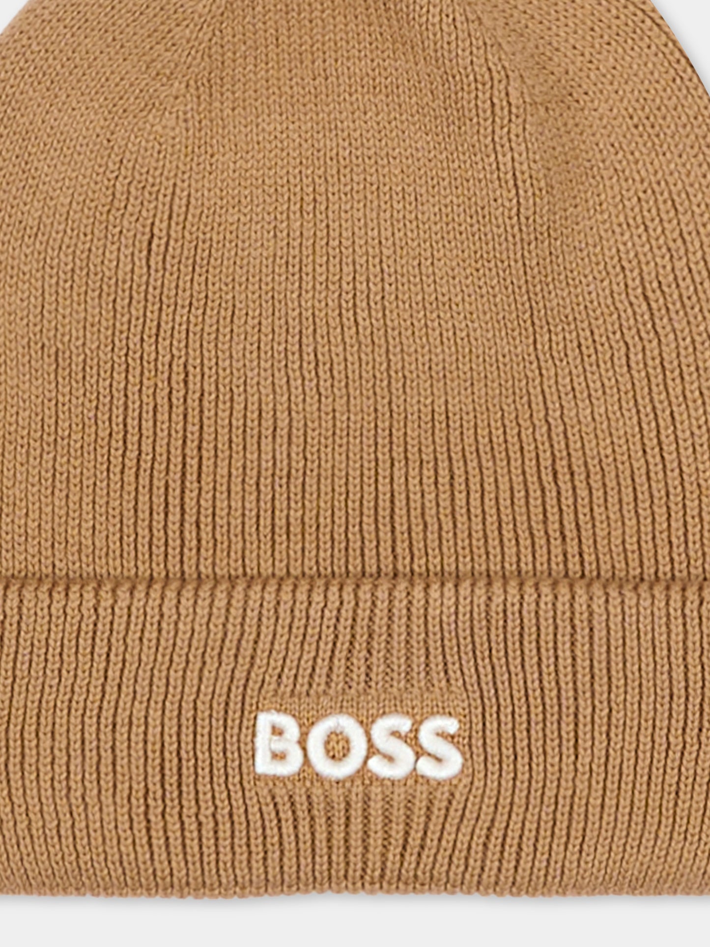 Berretto beige per neonato con pompon,Boss,J52595 269