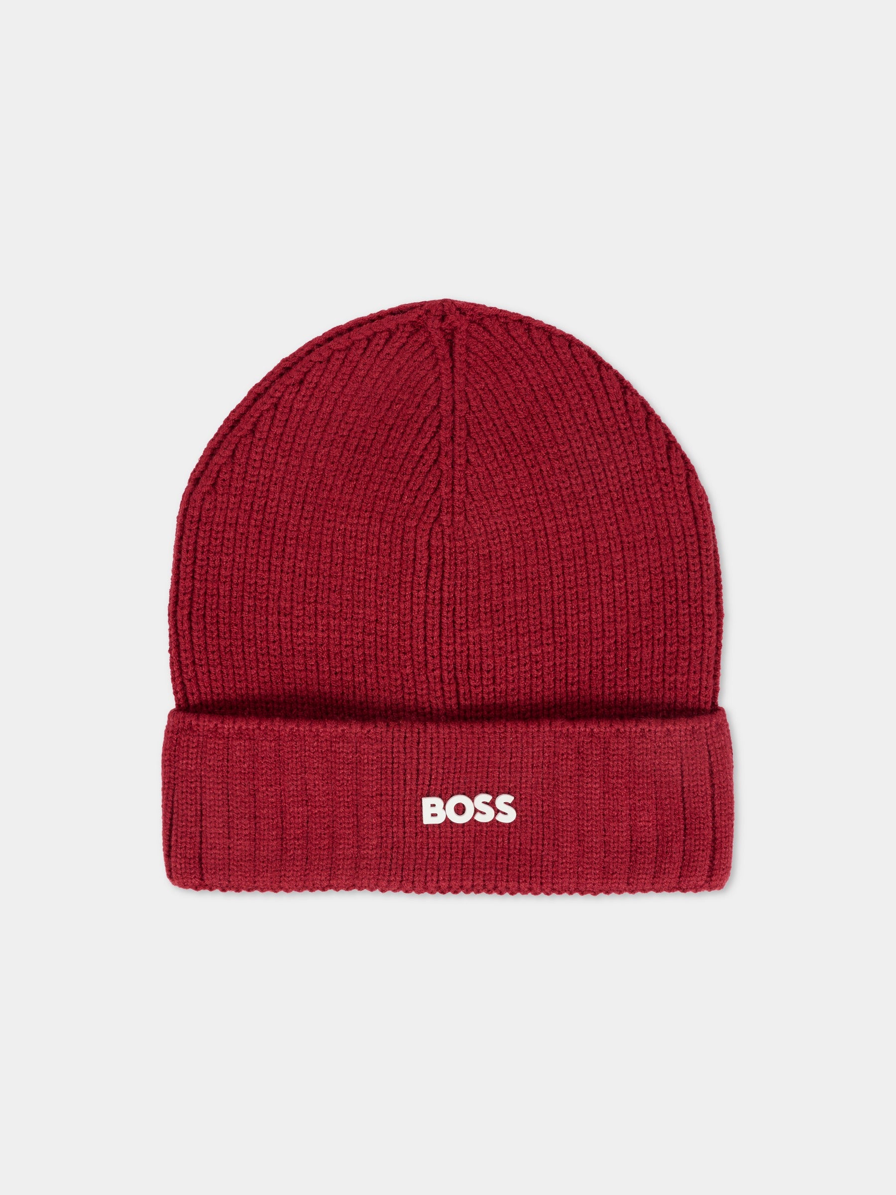 Berretto rosso per bambino con logo,Boss,J52616 96D
