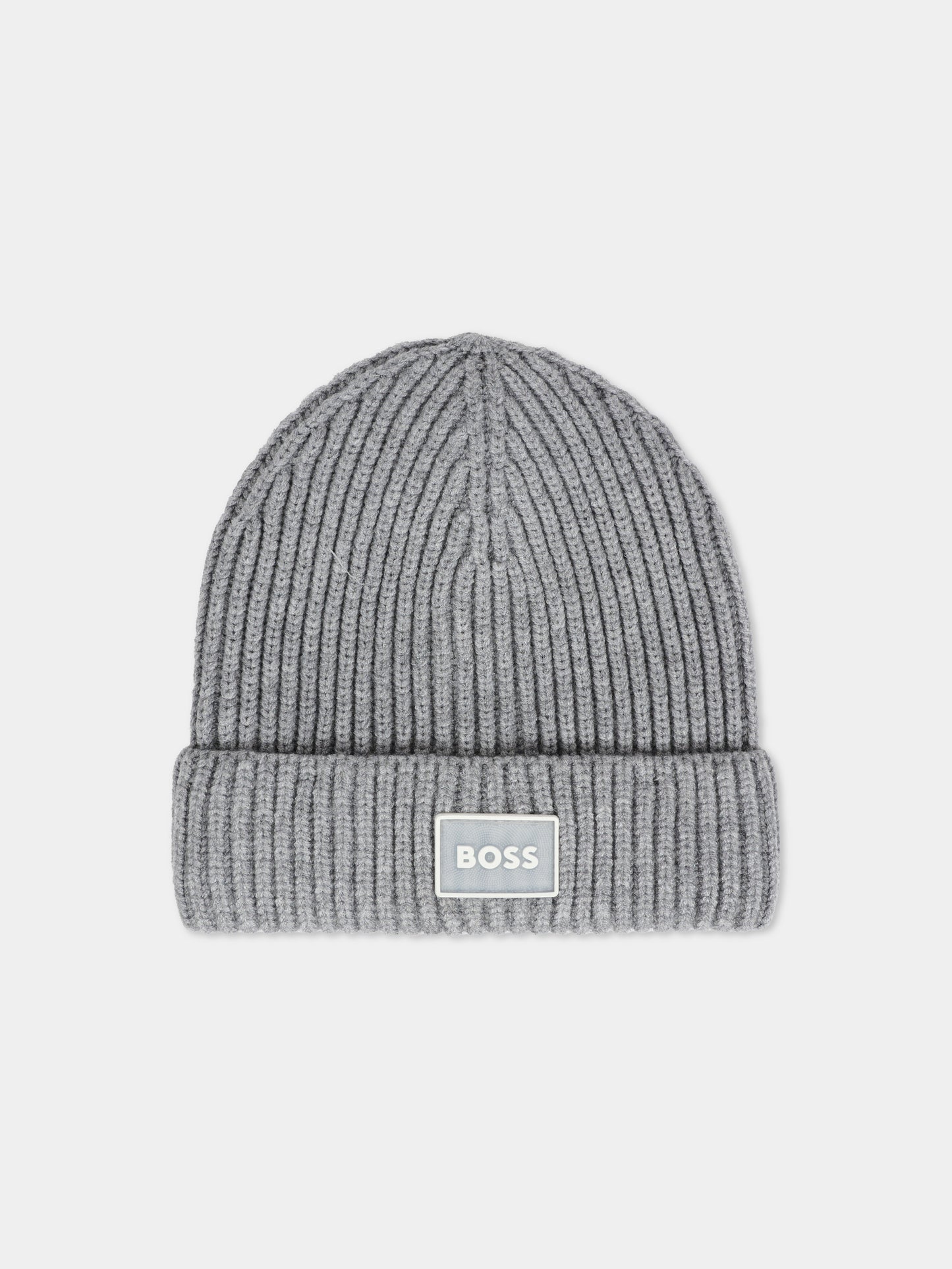 Berretto grigio per bambino con patch,Boss,J52619 A46