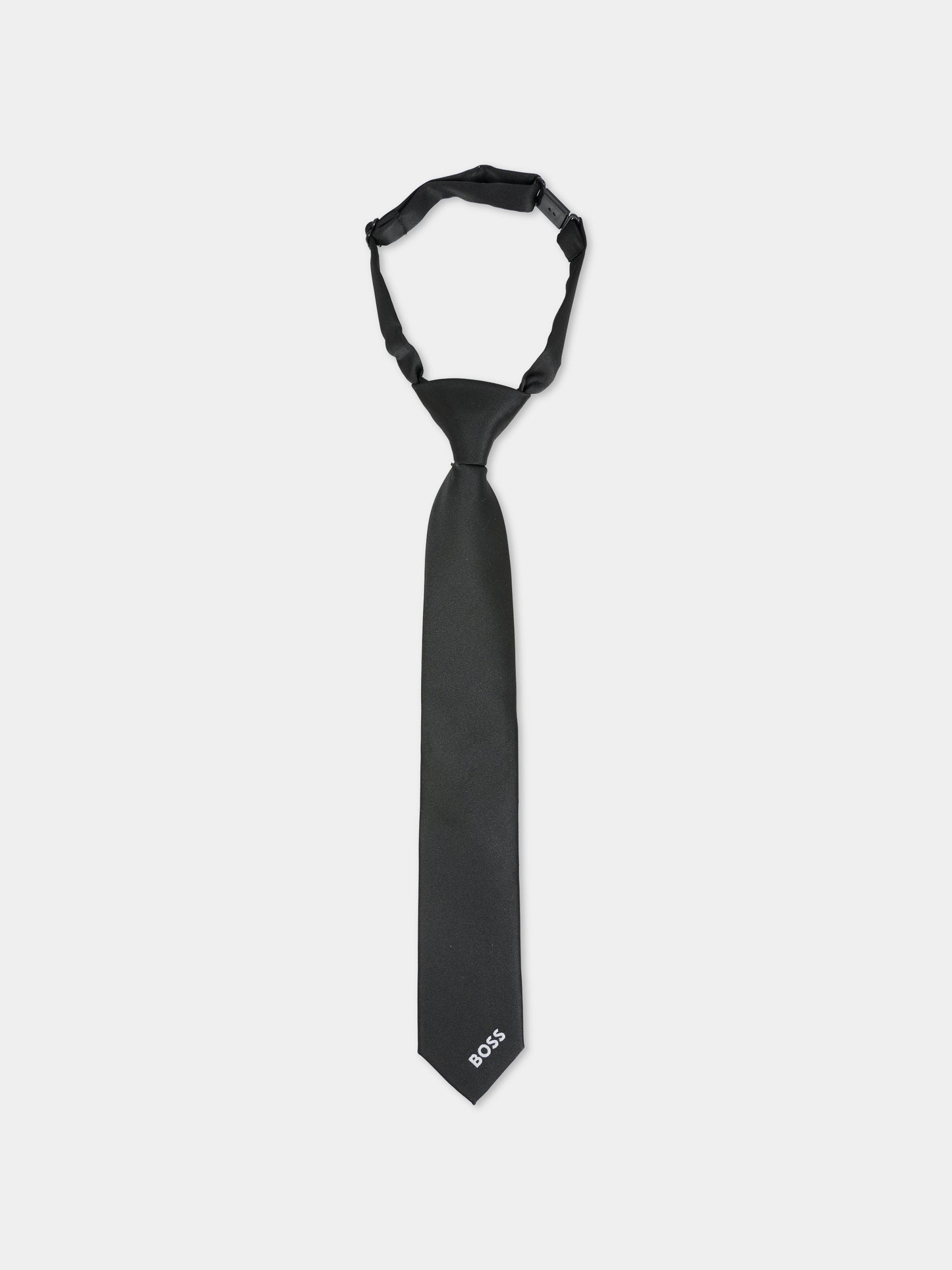 Cravatta nera per bambino con logo,Boss,J52630 09B