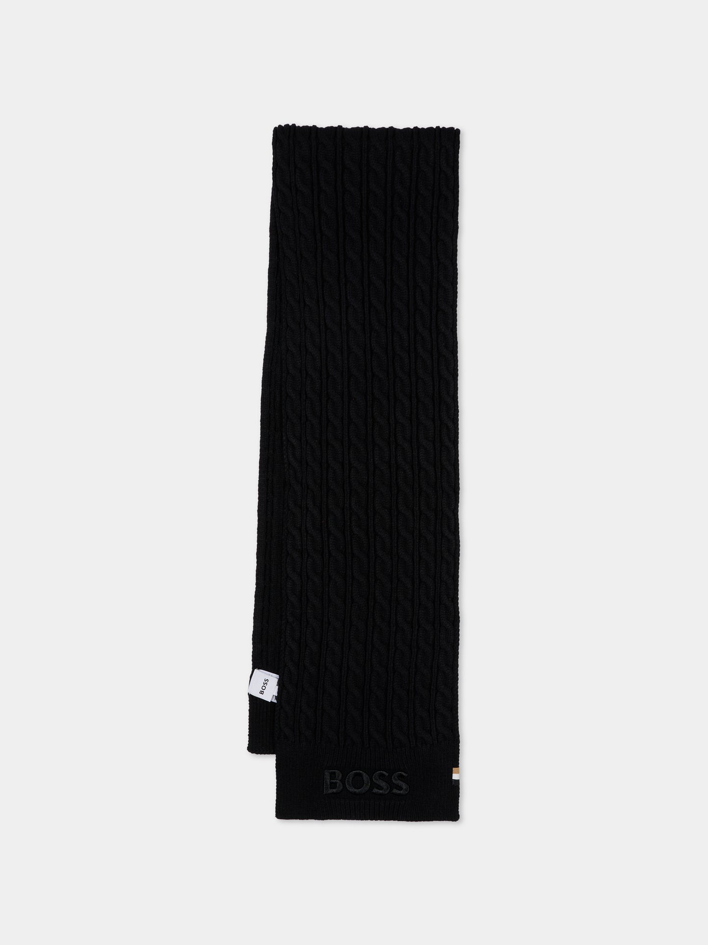 Sciarpa nera per bambino con logo,Boss,J52634 09B