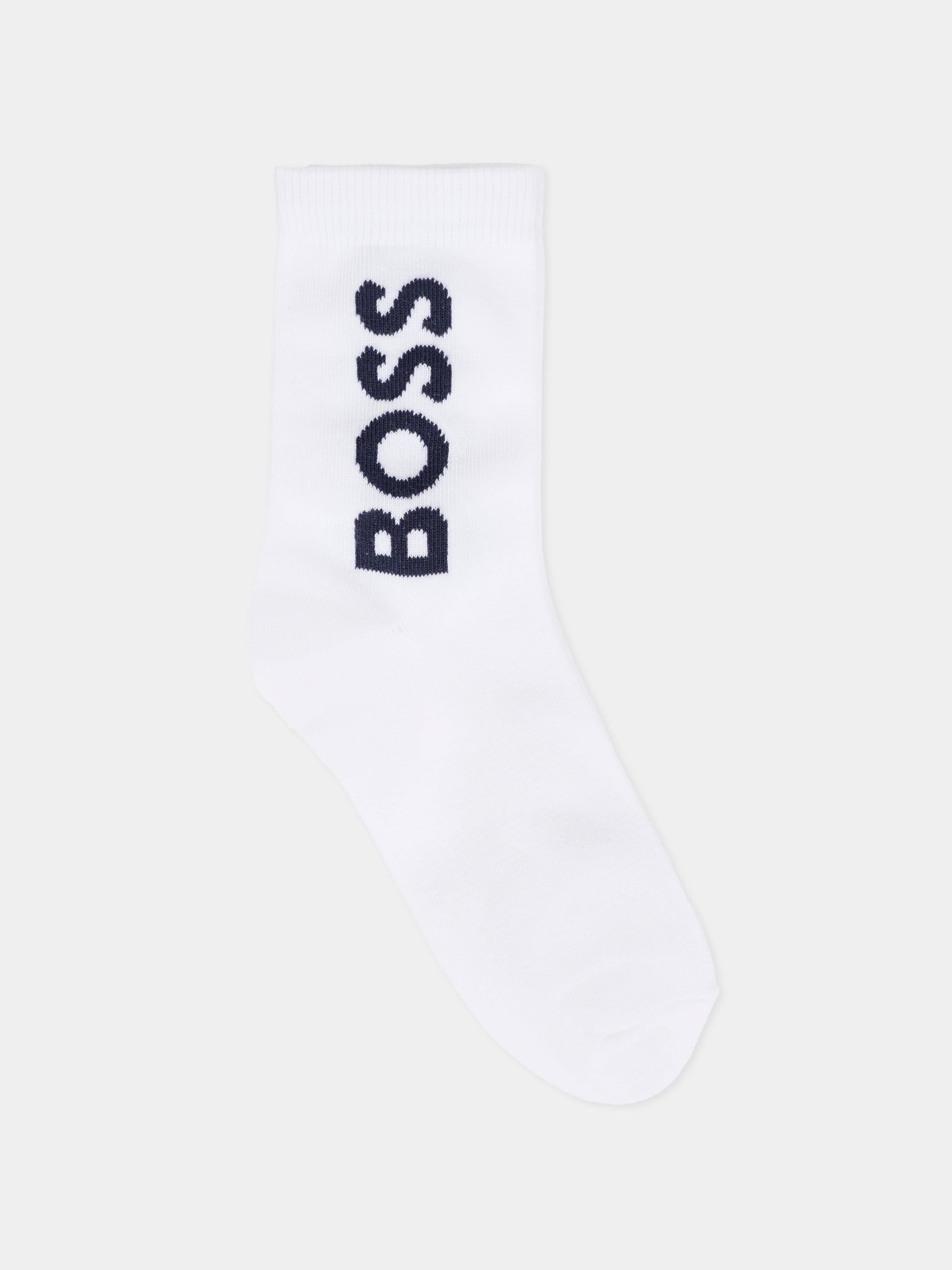 Set calze bianco per bambino con logo,Boss,J52636 10P