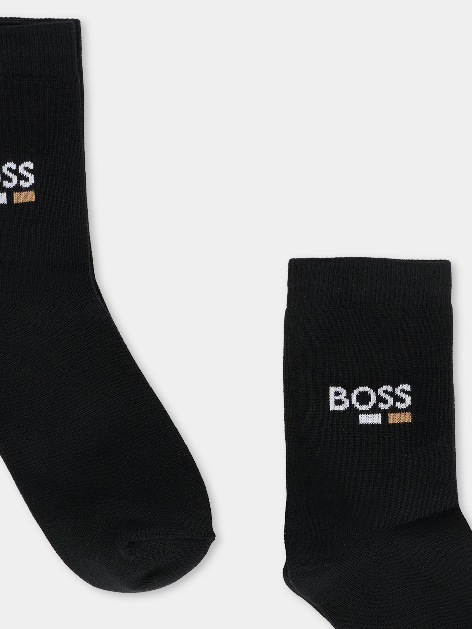 Set calze nere per bambino con logo,Boss,J52637 09B