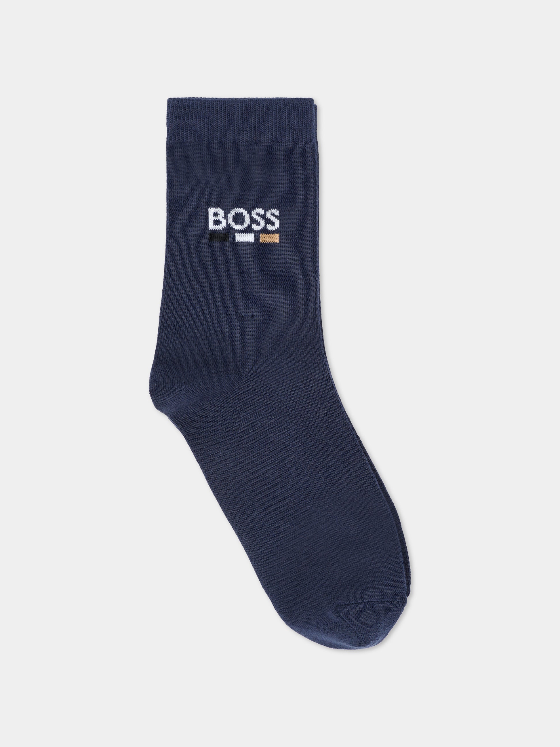 Set calze blu per bambino con logo,Boss,J52637 849