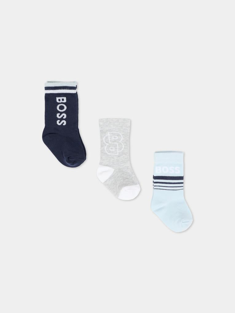 Set calzini grigi per neonato con logo,Boss,J52654 A32