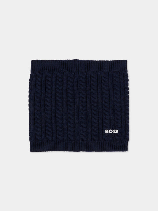 Sciarpa blu per bambino con logo,Boss,J52668 849