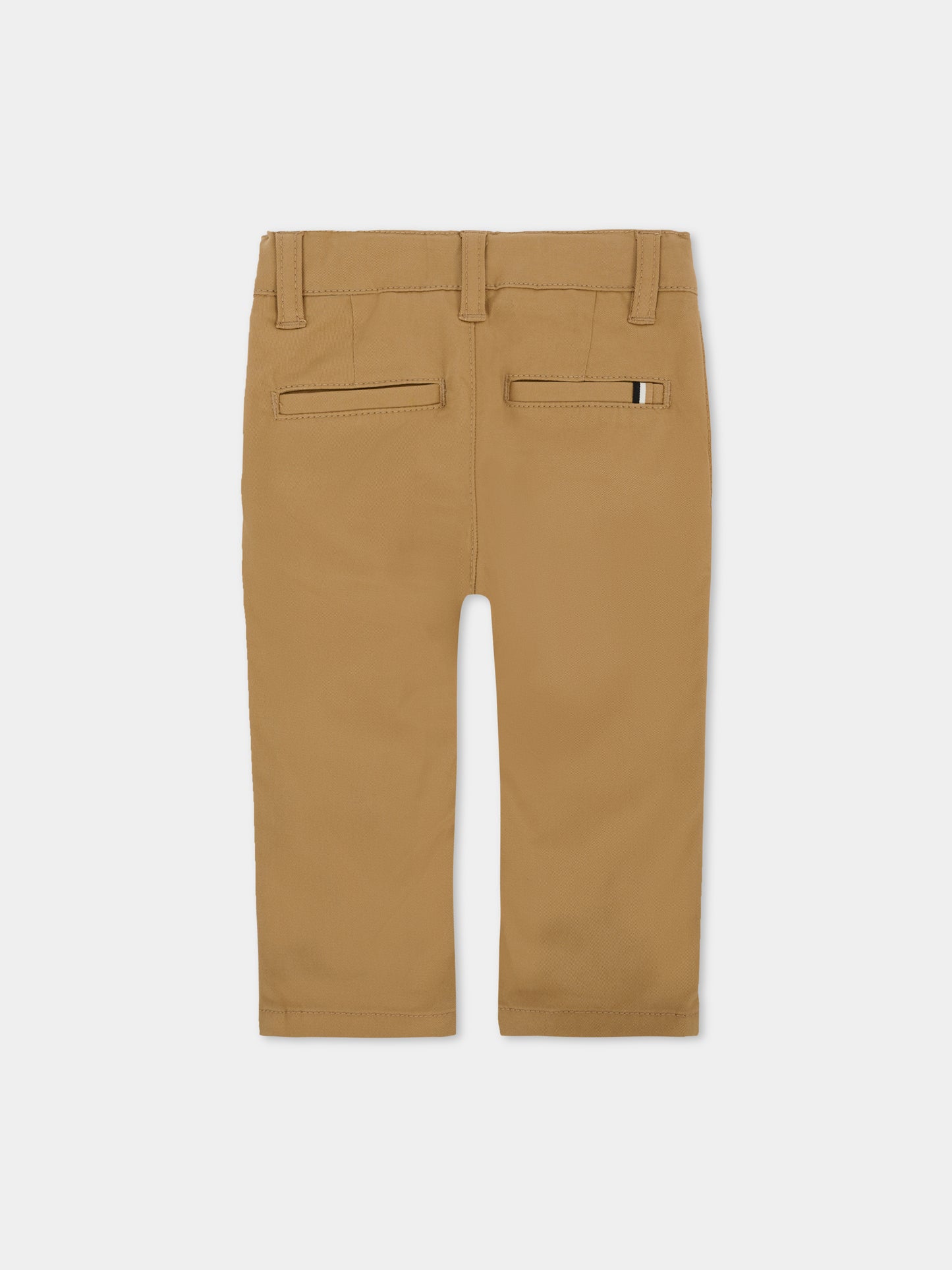 Pantaloni beige per neonato con patch logato,Boss,J52705 269