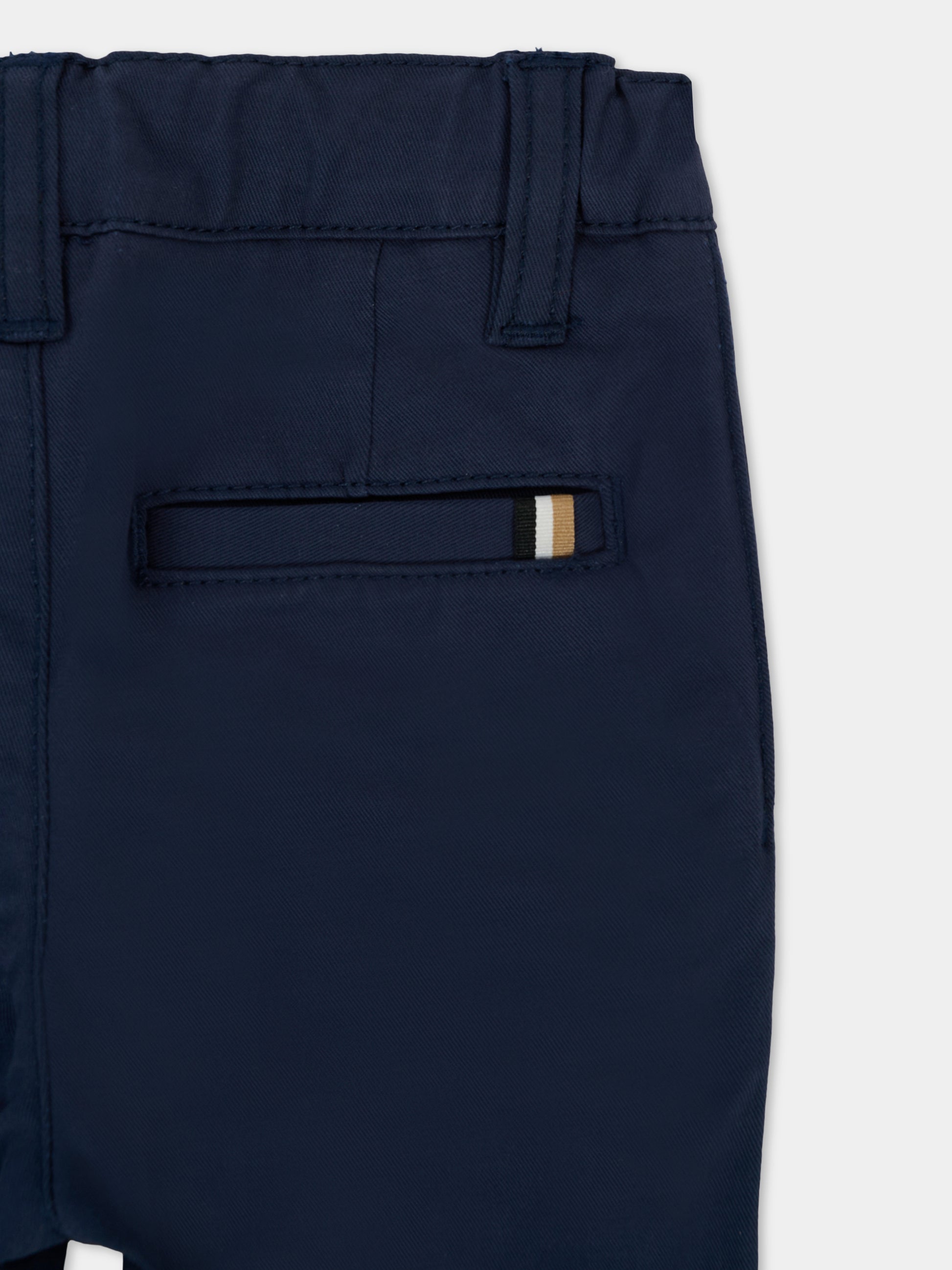 Pantaloni blu per neonato con patch logato,Boss,J52705 849