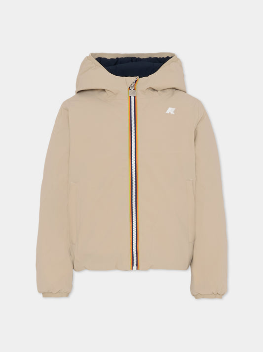 Piumino reversibile P. Jack St Warm beige per bambino con logo,K-way,K71337W B2A
