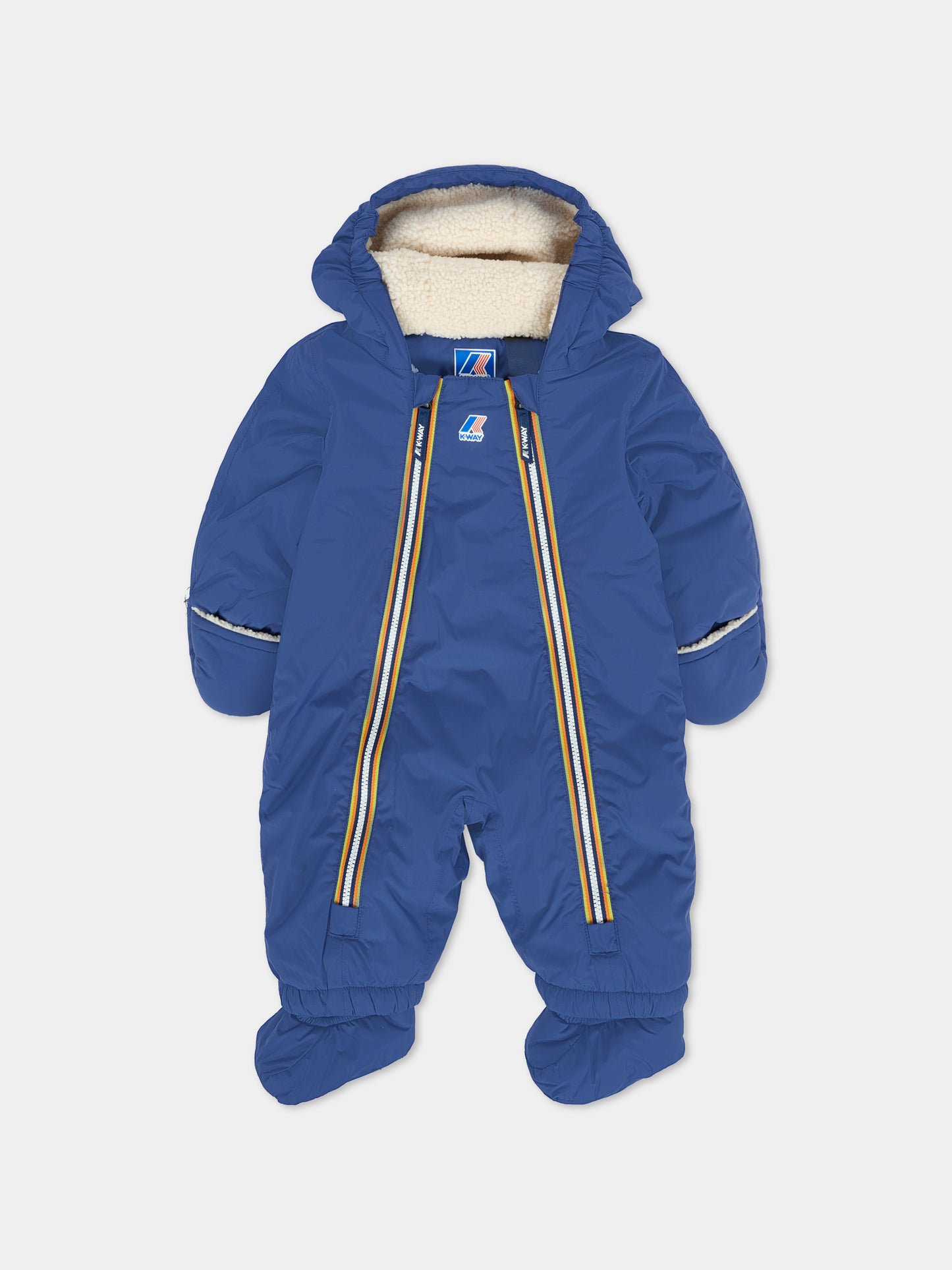 Piumino blu Snotty Orsetto per neonato con logo,K-way,K8134PW 867