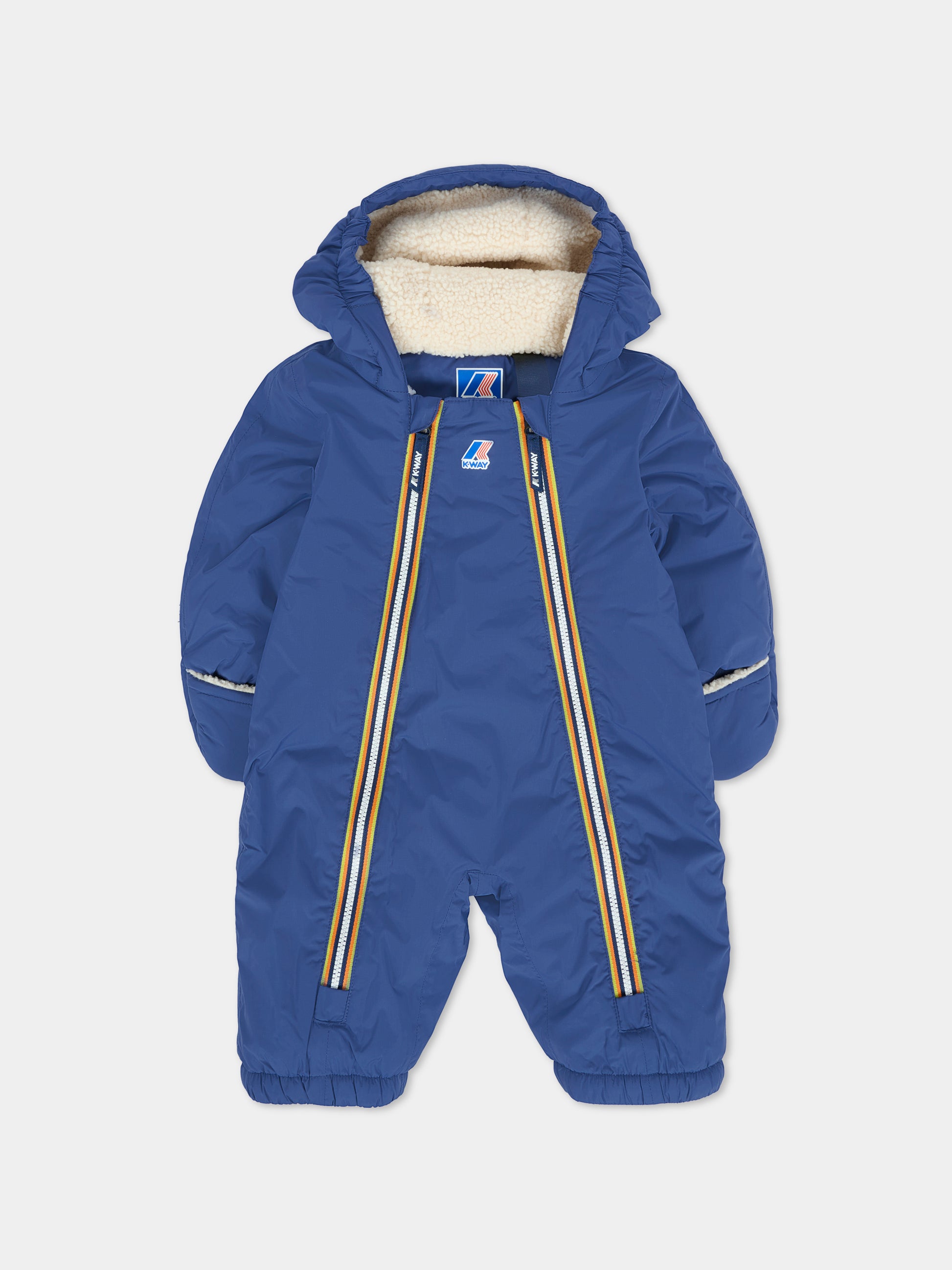 Piumino blu Snotty Orsetto per neonato con logo,K-way,K8134PW 867