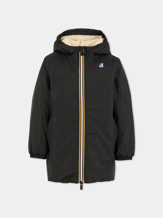 Giubbotto nero Eiffel Orsetto per bambini con logo,K-way,K7142UW USY