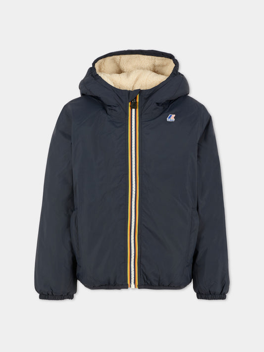 Giubbotto blu Claudine Orsetto per bambino con logo,K-way,K7142TW K89