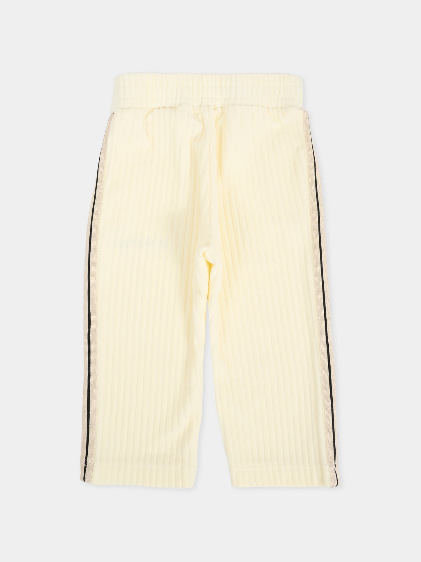 Pantaloni avorio per neonato con logo,Palm Angels,PB4X001F25FLE0010340