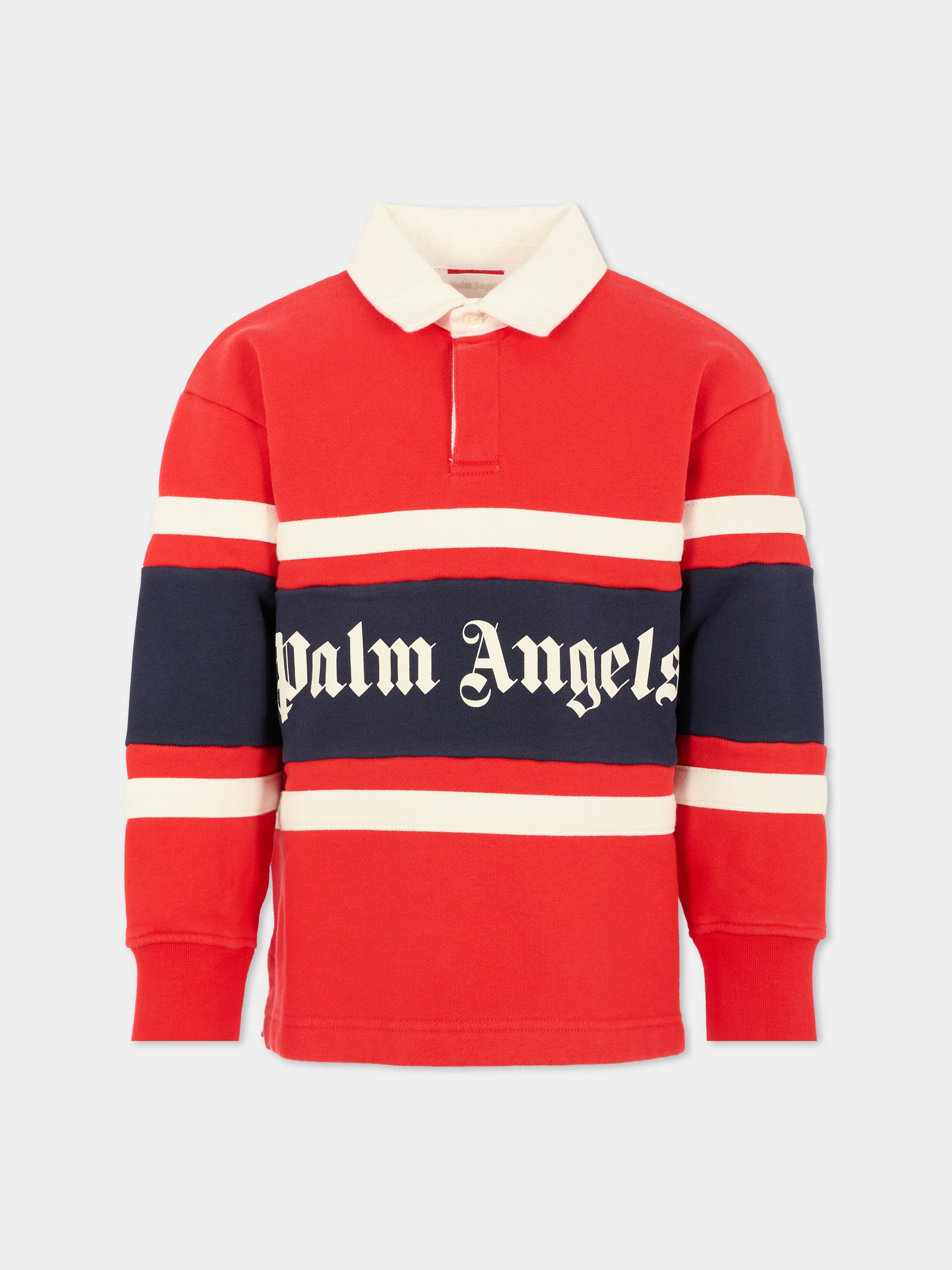 Polo rossa per bambino con logo,Palm Angels,PBBA015F25FLE0012503