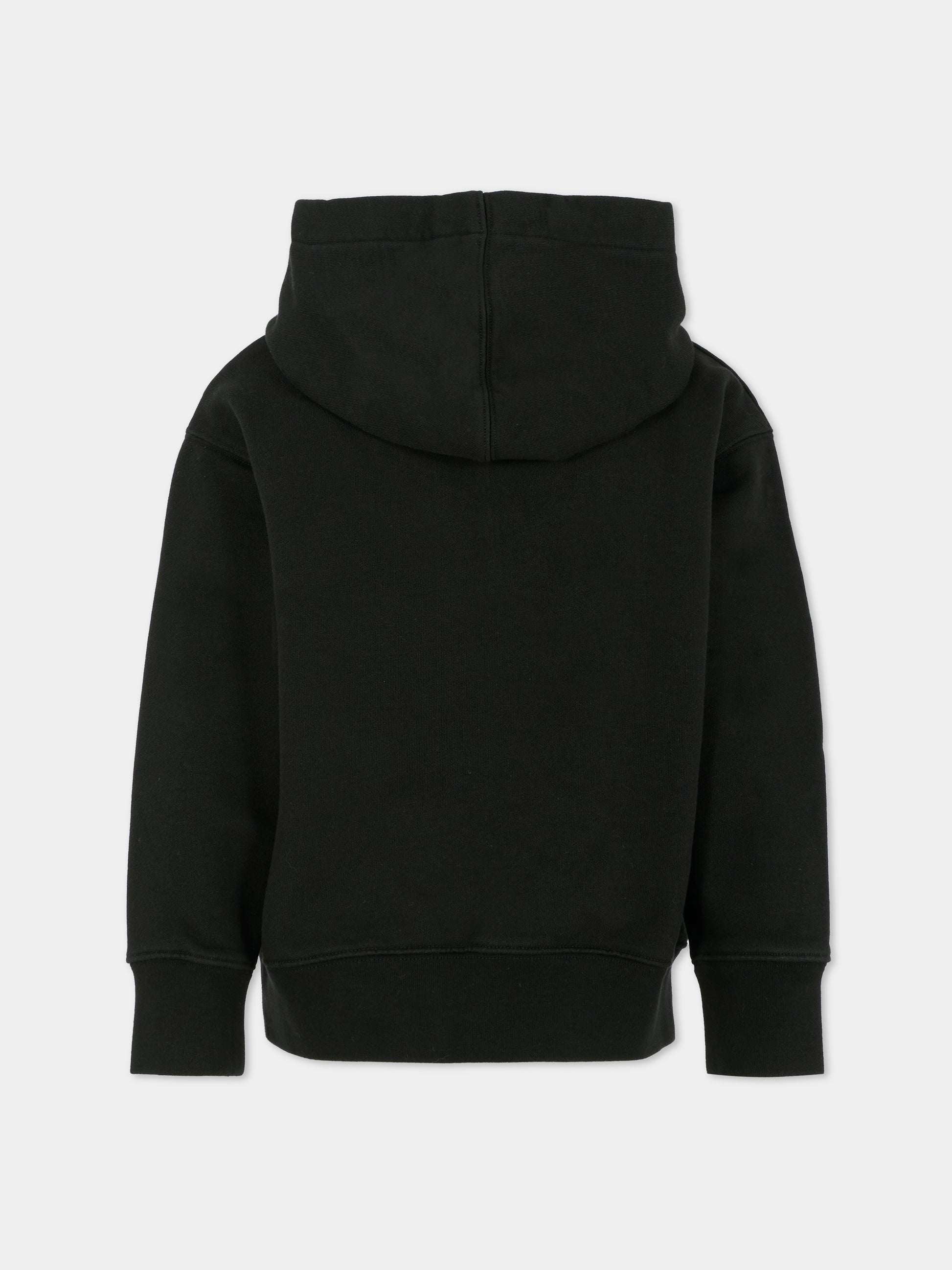 Felpa nera per bambini con orso,Palm Angels,PBBB012F25FLE003103B