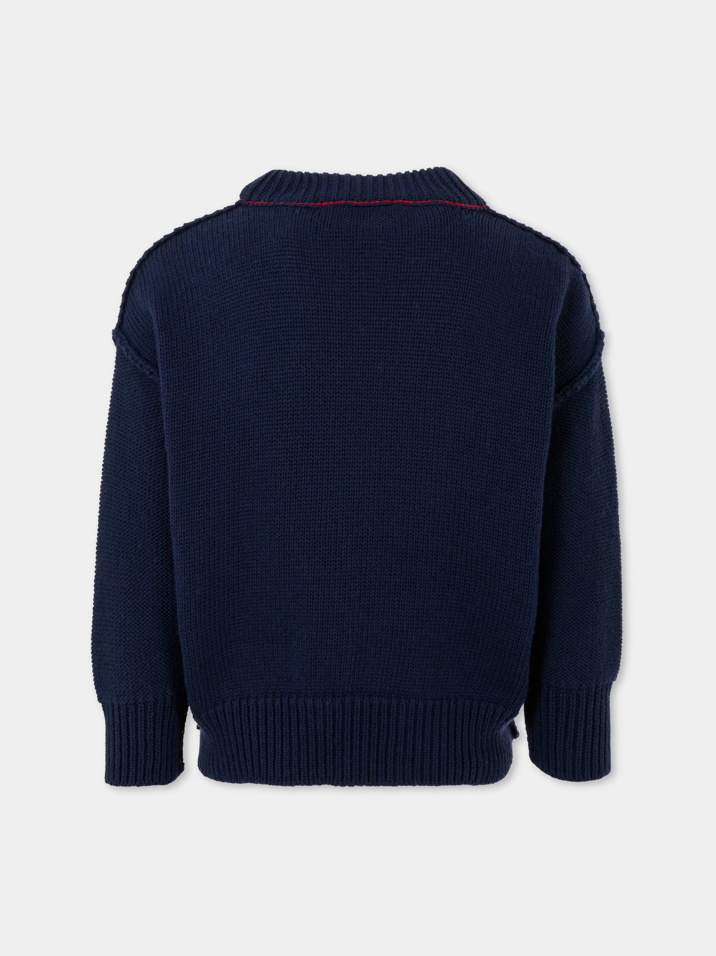 Maglione blu per bambino con bandiera america,Palm Angels,PBHE002F25KNI0034625