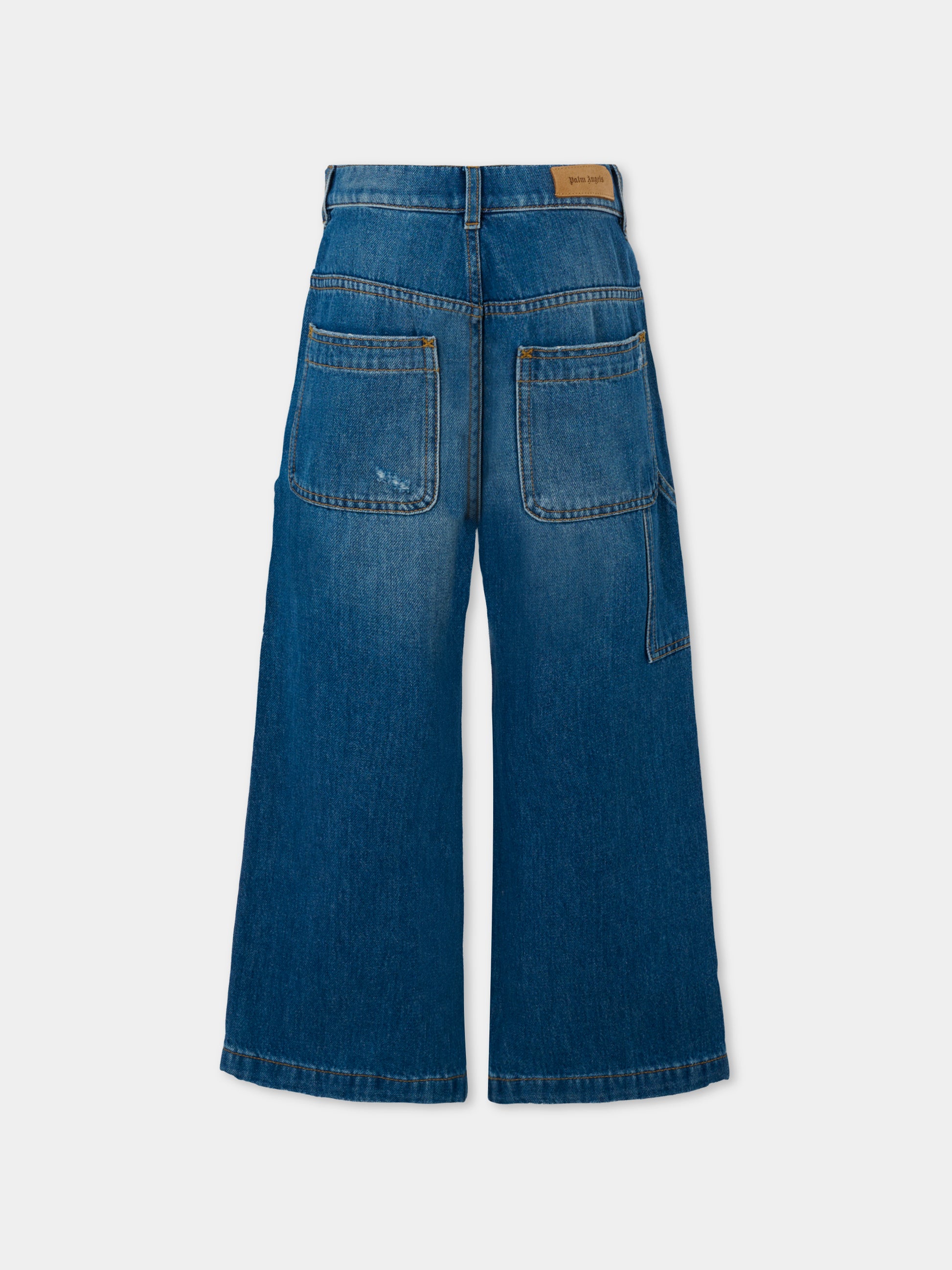 Jeans denim per bambino con logo,Palm Angels,PBYB007F25DEN0014416