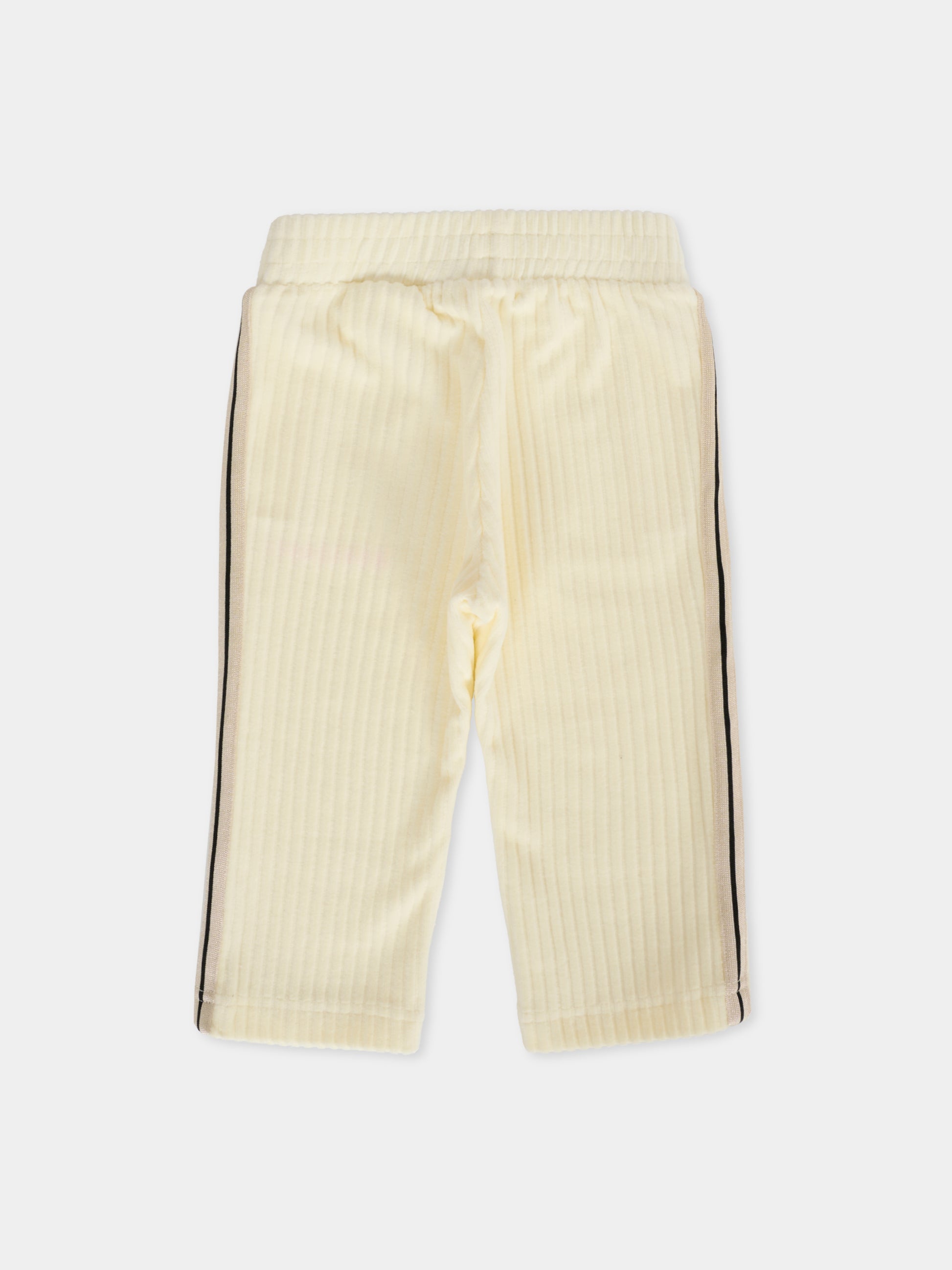 Pantaloni avorio per neonata con logo,Palm Angels,PG4X001F25FLE001033C