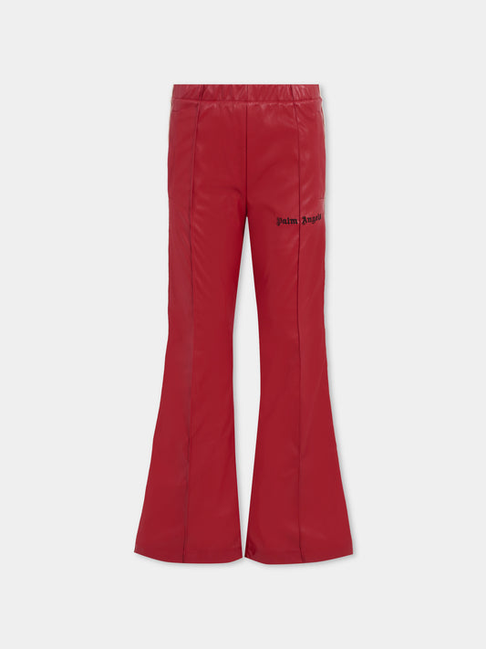 Pantaloni bordeaux per bambina con logo,Palm Angels,PGCA023F25FAB0012710