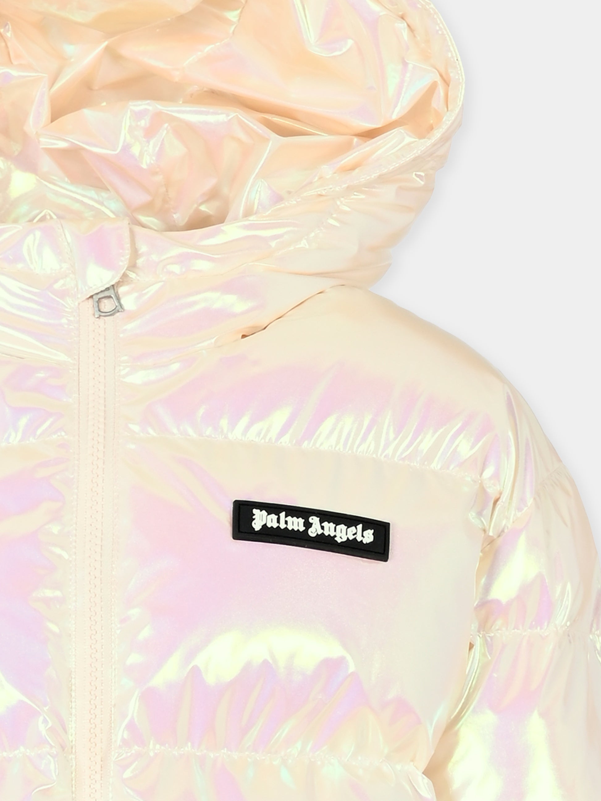Piumino rosa per bambina con logo,Palm Angels,PGEJ005F25FAB0018103