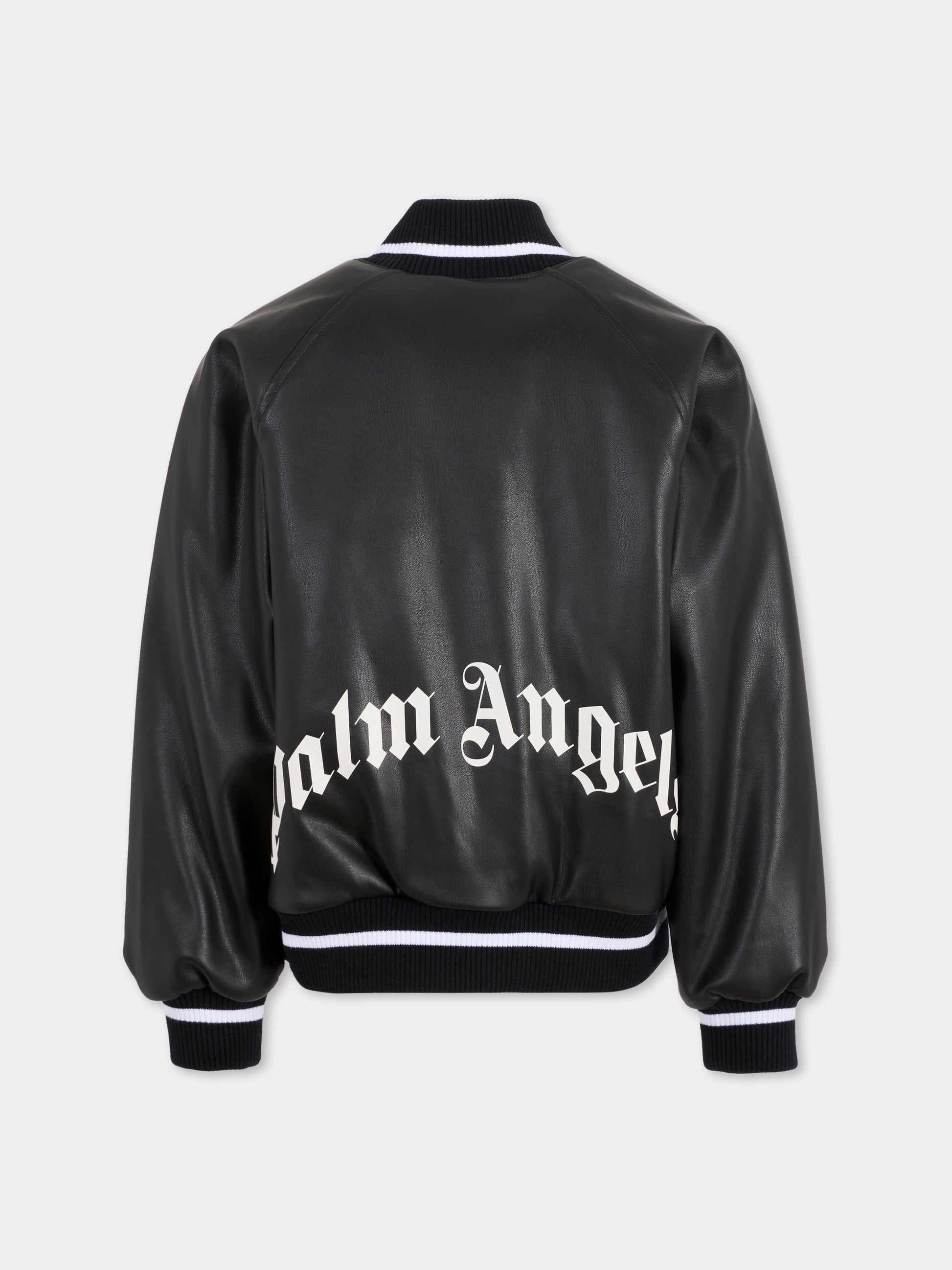 Bomber nero per bambini con logo,Palm Angels,PGEK001F25FAB0011003