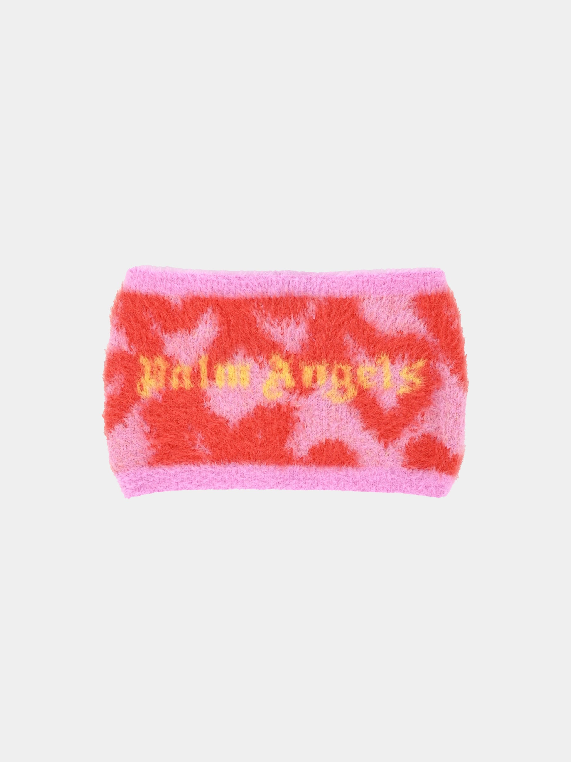 Scaldacollo rosa per bambina con logo e cuori,Palm Angels,PGMA009F25KNI0013B16