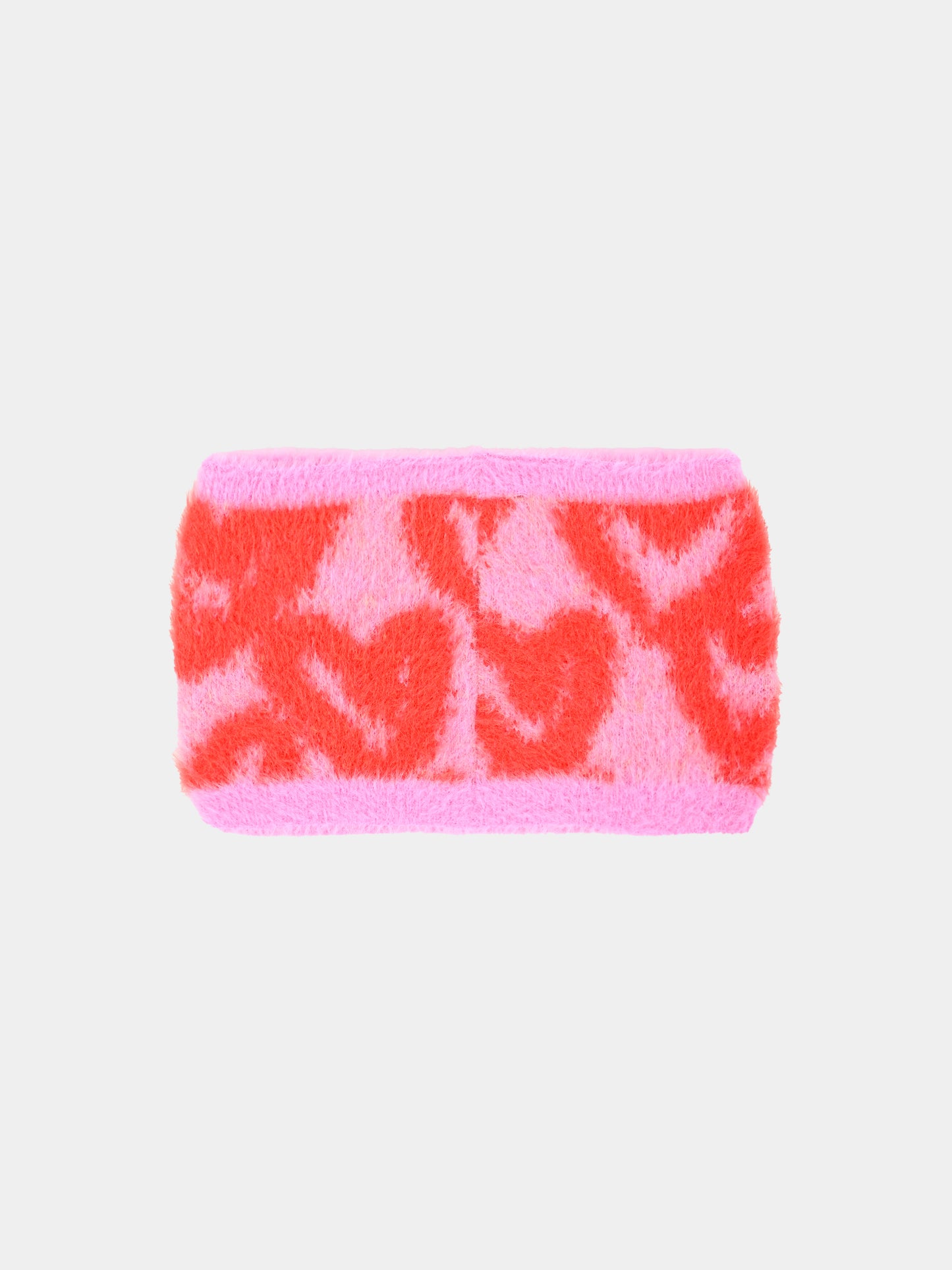 Scaldacollo rosa per bambina con logo e cuori,Palm Angels,PGMA009F25KNI0013B16