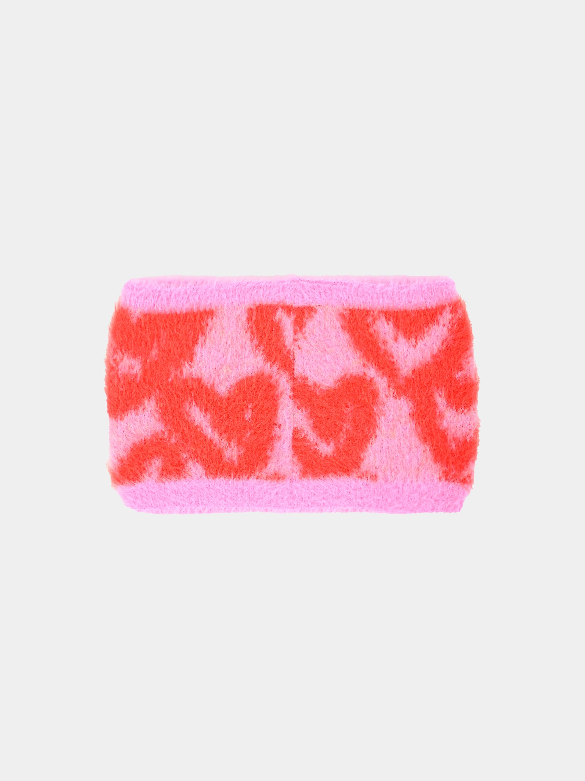Scaldacollo rosa per bambina con logo e cuori,Palm Angels,PGMA009F25KNI0013B16