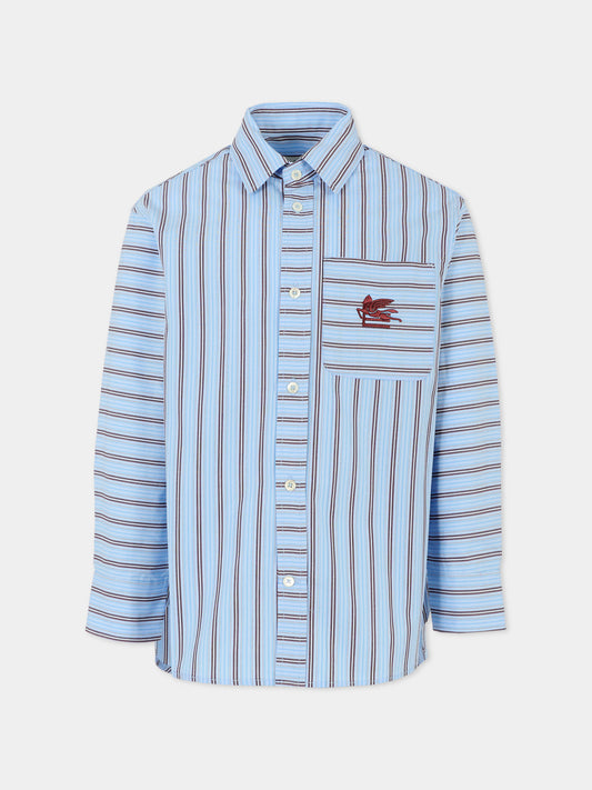 Camicia azzurra per bambino con Pegaso,Etro,GX5P30 Z3313 630MC