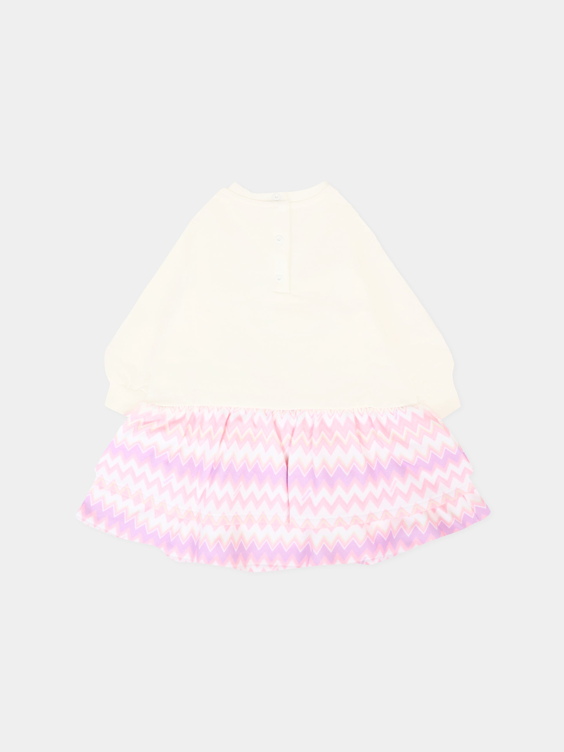 Vestito avorio per neonata con logo,Missoni,MX1020-F0061 101RS