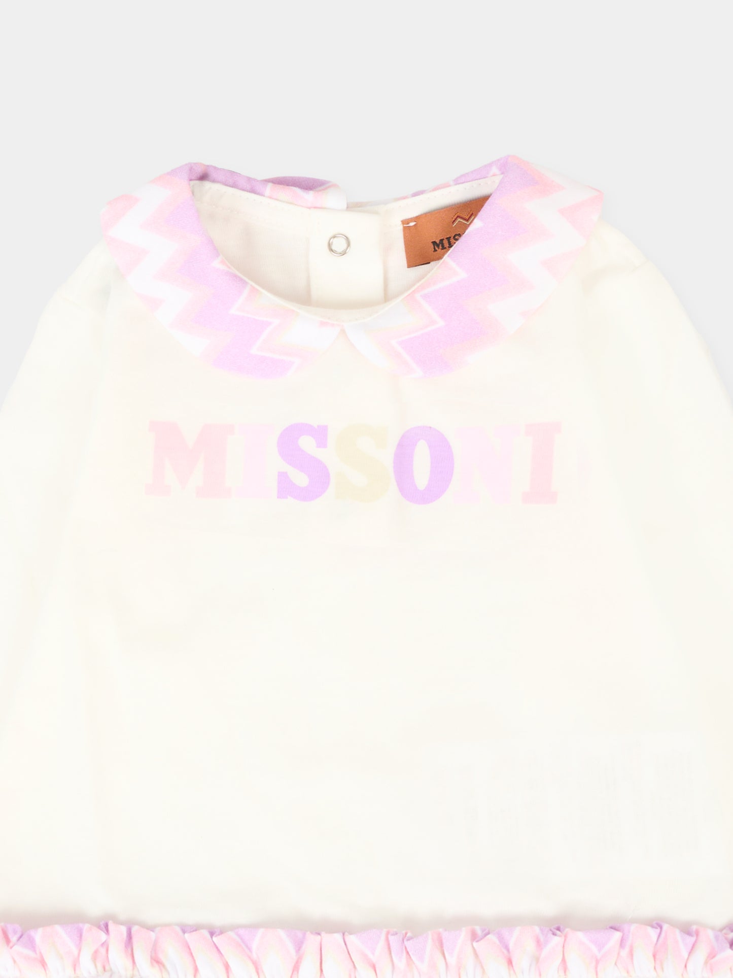 T-shirt avorio per neonata con logo,Missoni,MX8030-J0177 101RS