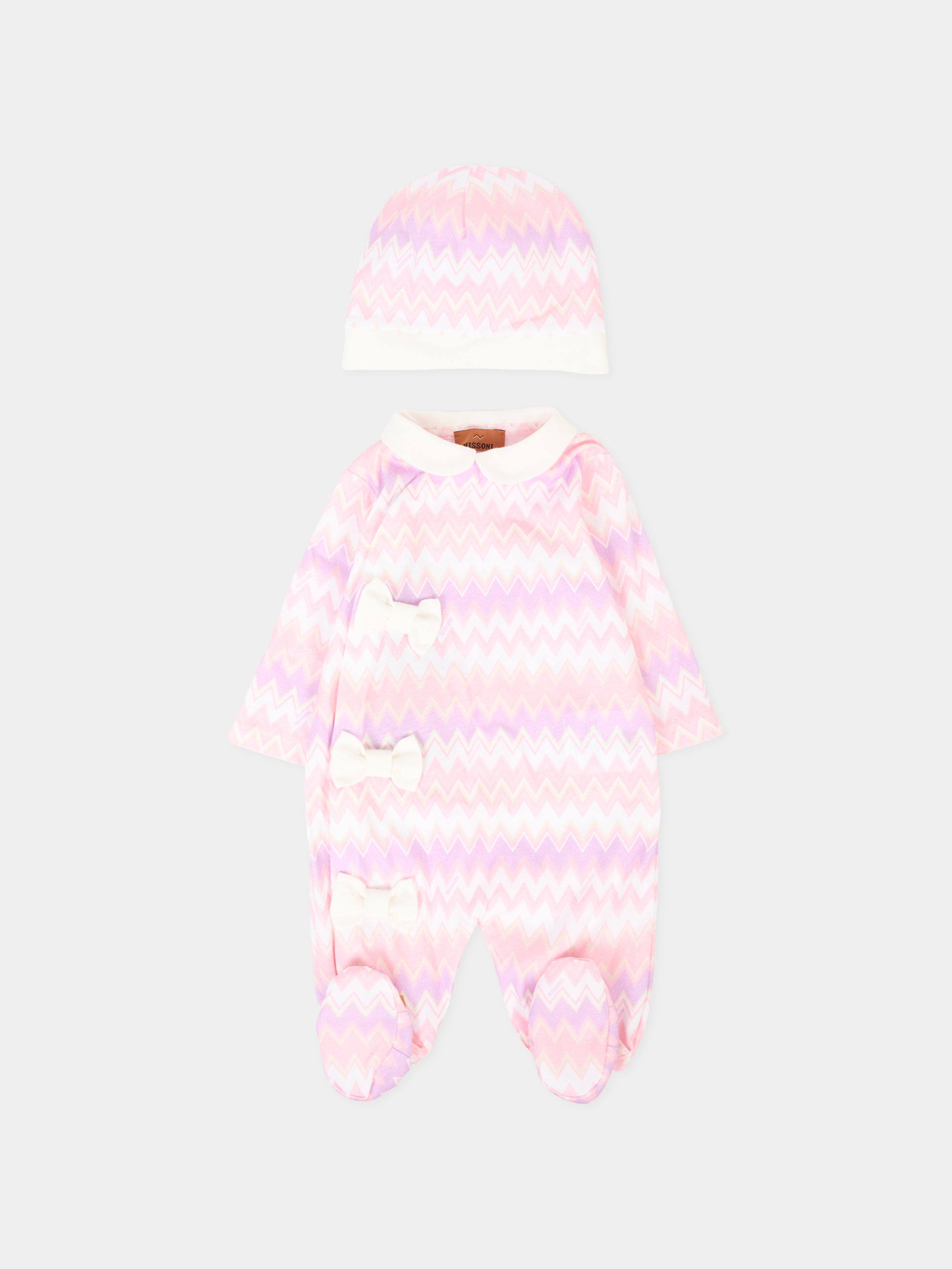 Set tutina rosa per neonata con motivo chevron,Missoni,MXB020-J0518 100RS