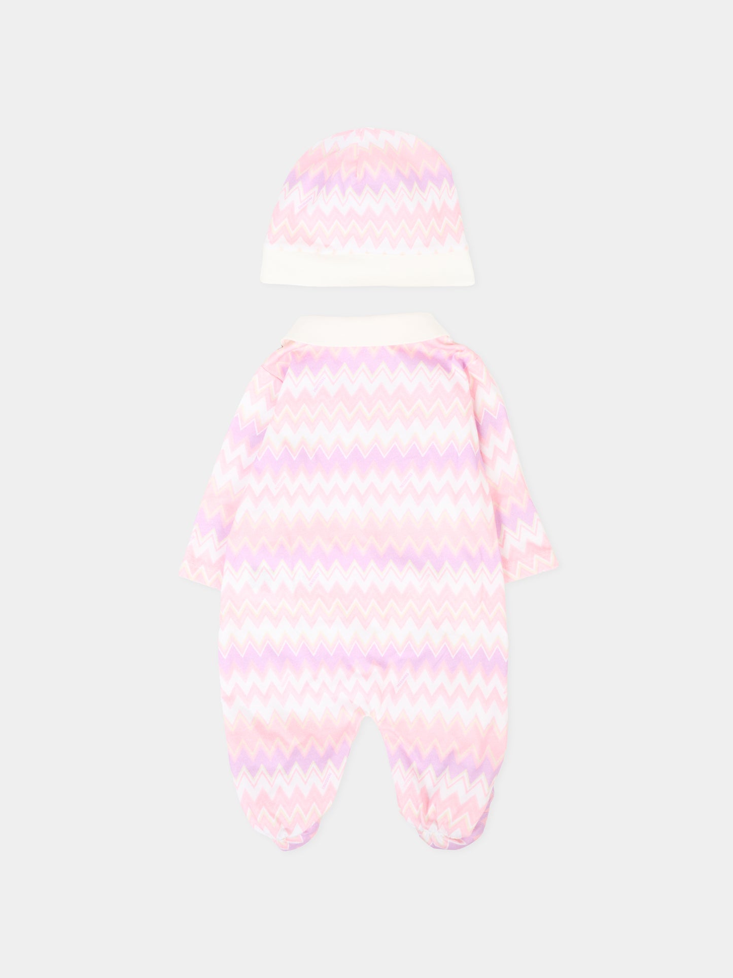 Set tutina rosa per neonata con motivo chevron,Missoni,MXB020-J0518 100RS