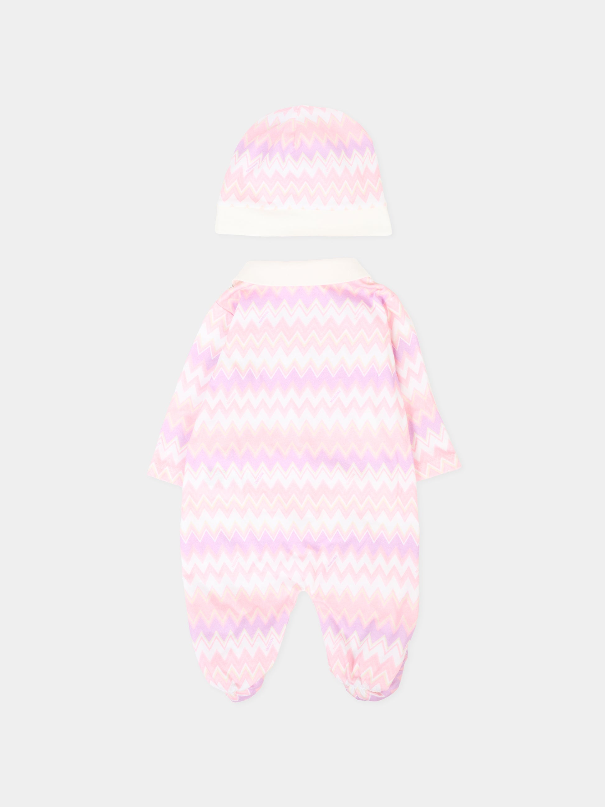 Set tutina rosa per neonata con motivo chevron,Missoni,MXB020-J0518 100RS