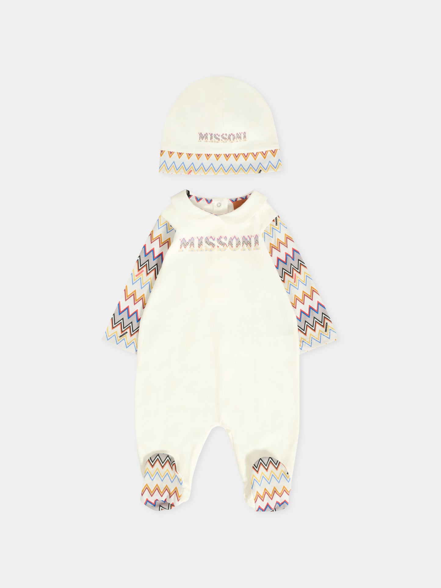 Set tutine avorio per neonato con motivo chevron,Missoni,MXB500-Z3186 101MC