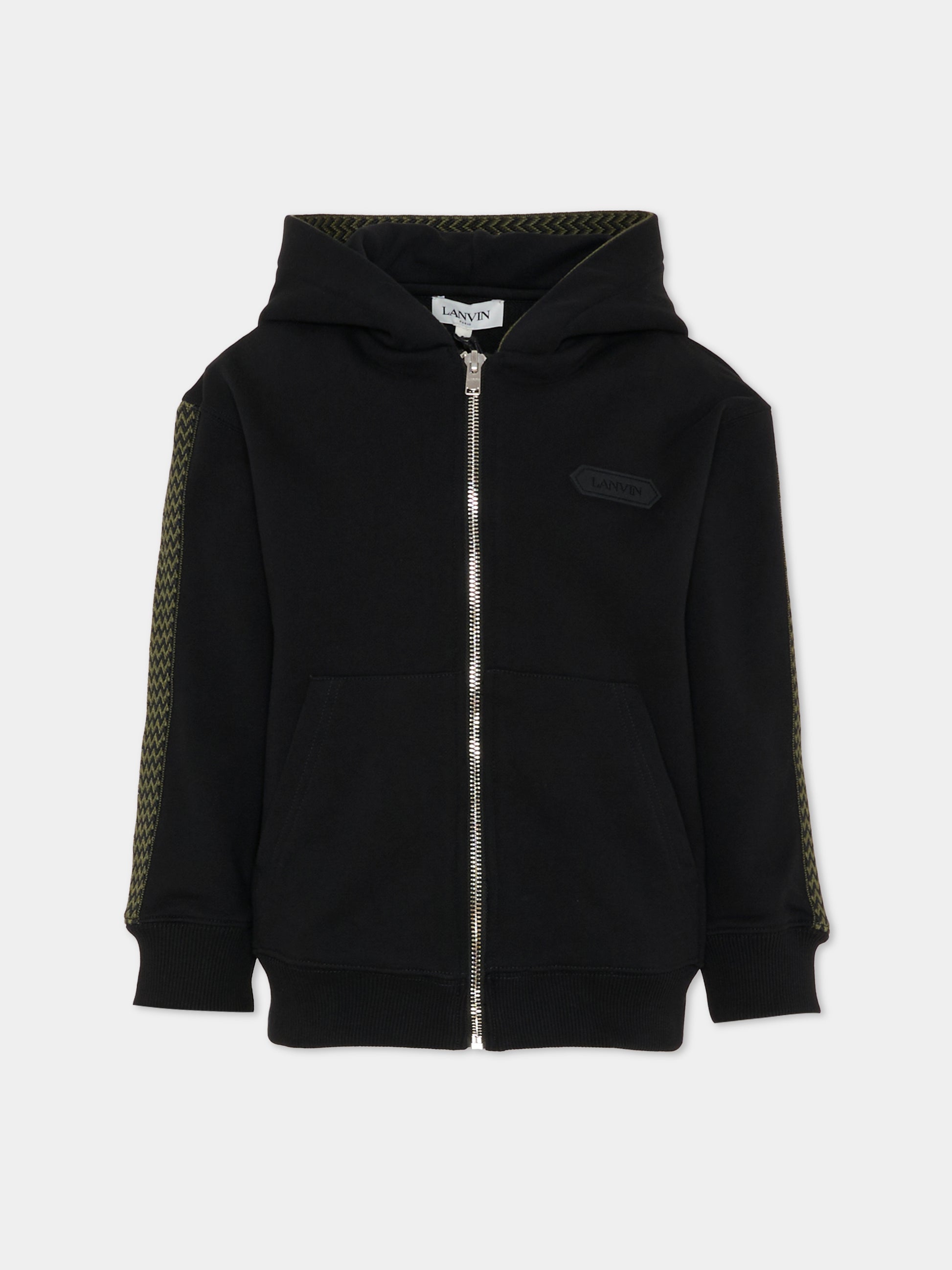 Felpa nera per bambino con logo,Lanvin Petite,N30298 09B