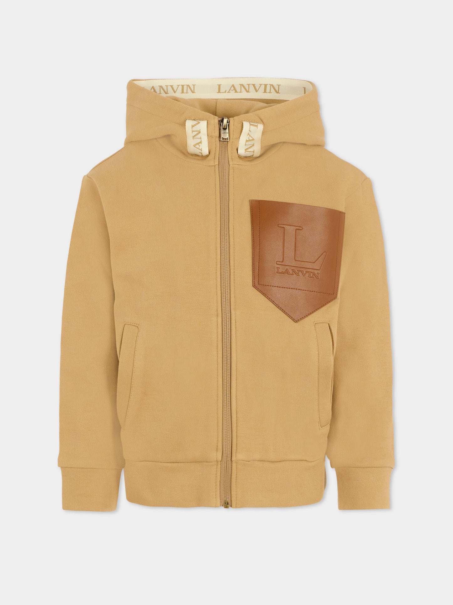 Felpa beige per bambino con logo,Lanvin Petite,N30300 276