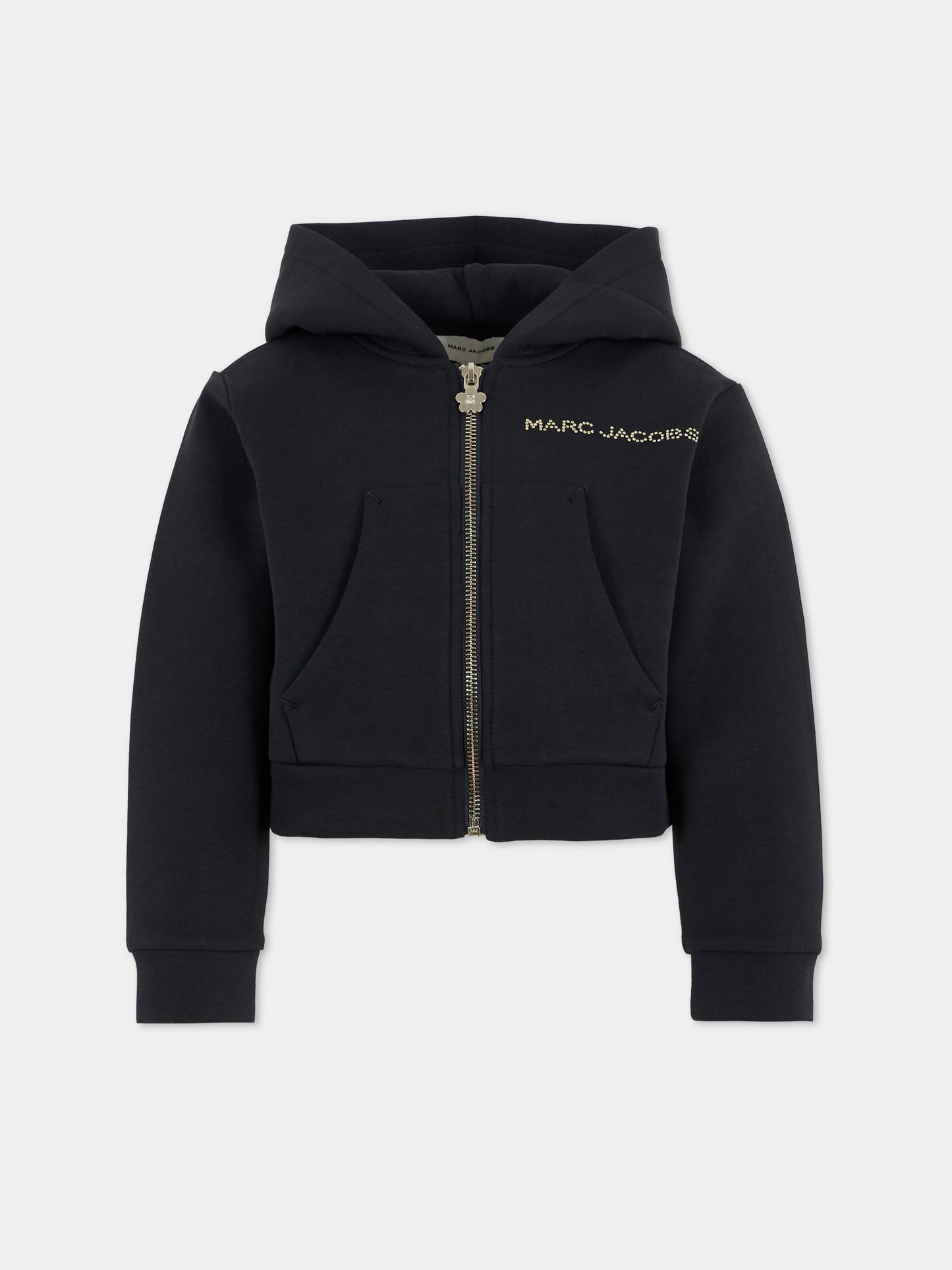 Felpa crop blu per bambina con logo,Marc Jacobs,W60580 84E