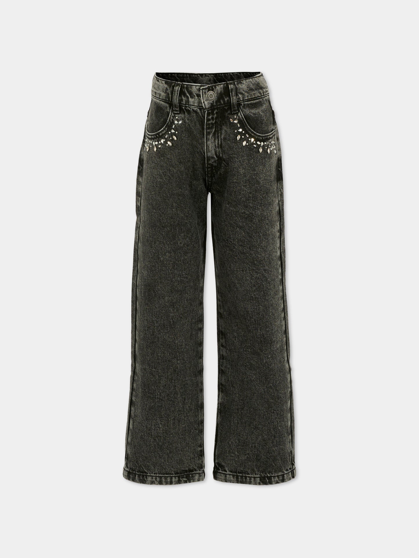 Jeans neri per bambina con pietre,Marc Jacobs,W60594 Z11