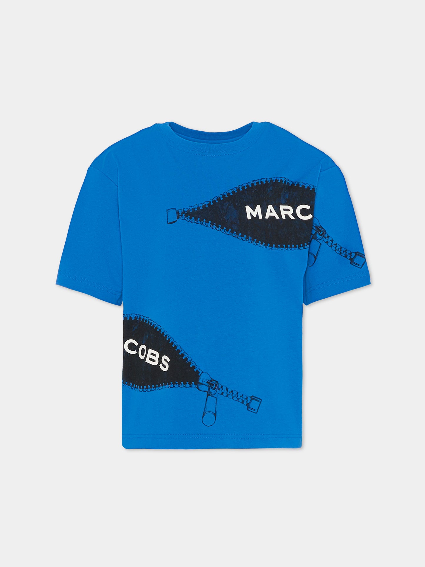 T-shirt blu per bambino con logo e zip,Marc Jacobs,W60637 872
