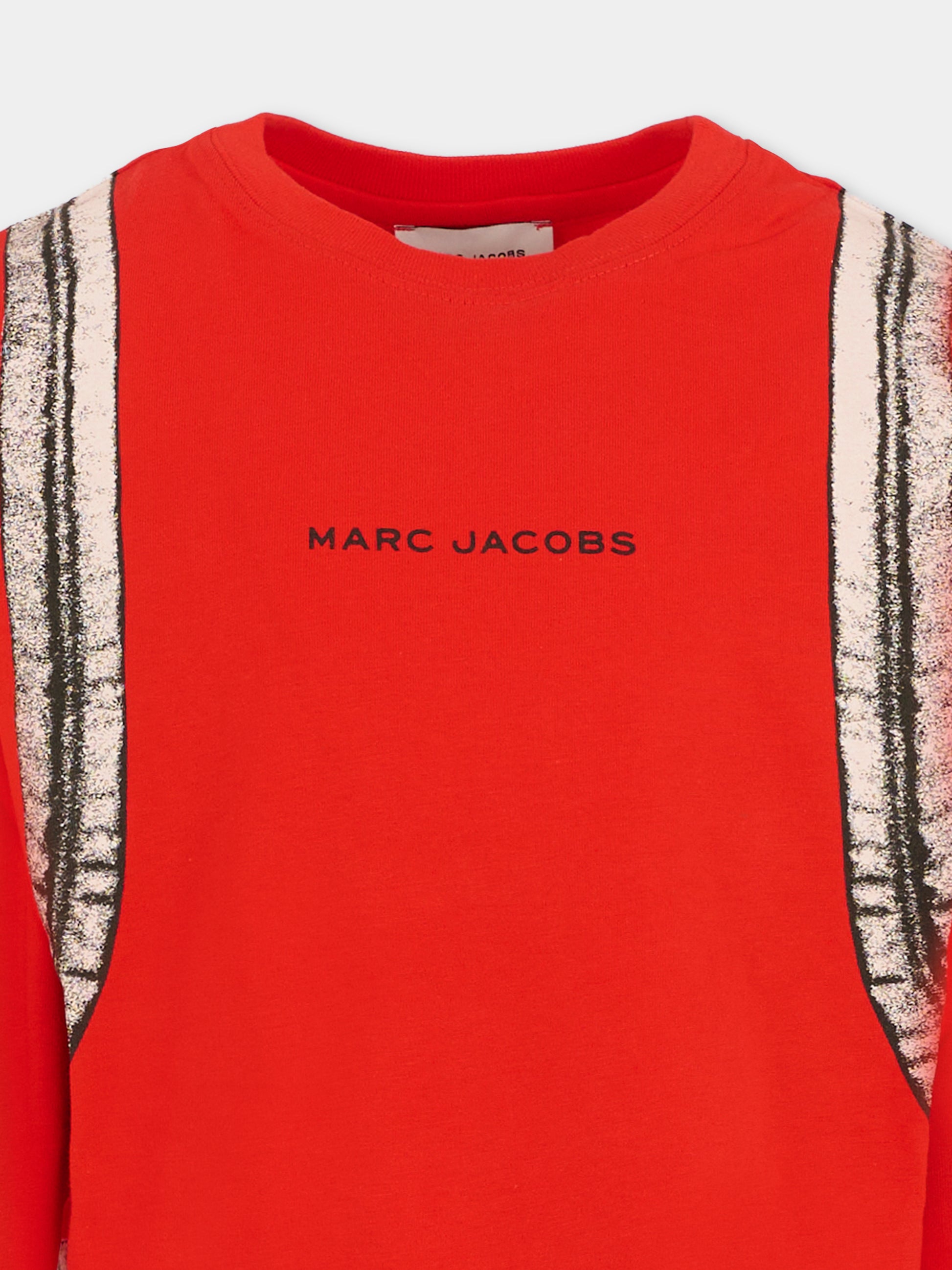 T-shirt rossa per bambino con logo e stampa zaino,Marc Jacobs,W60639 97E